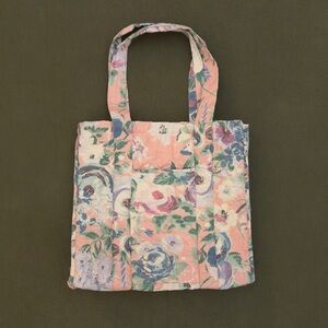 Vintage Quilted Floral Tote Bag